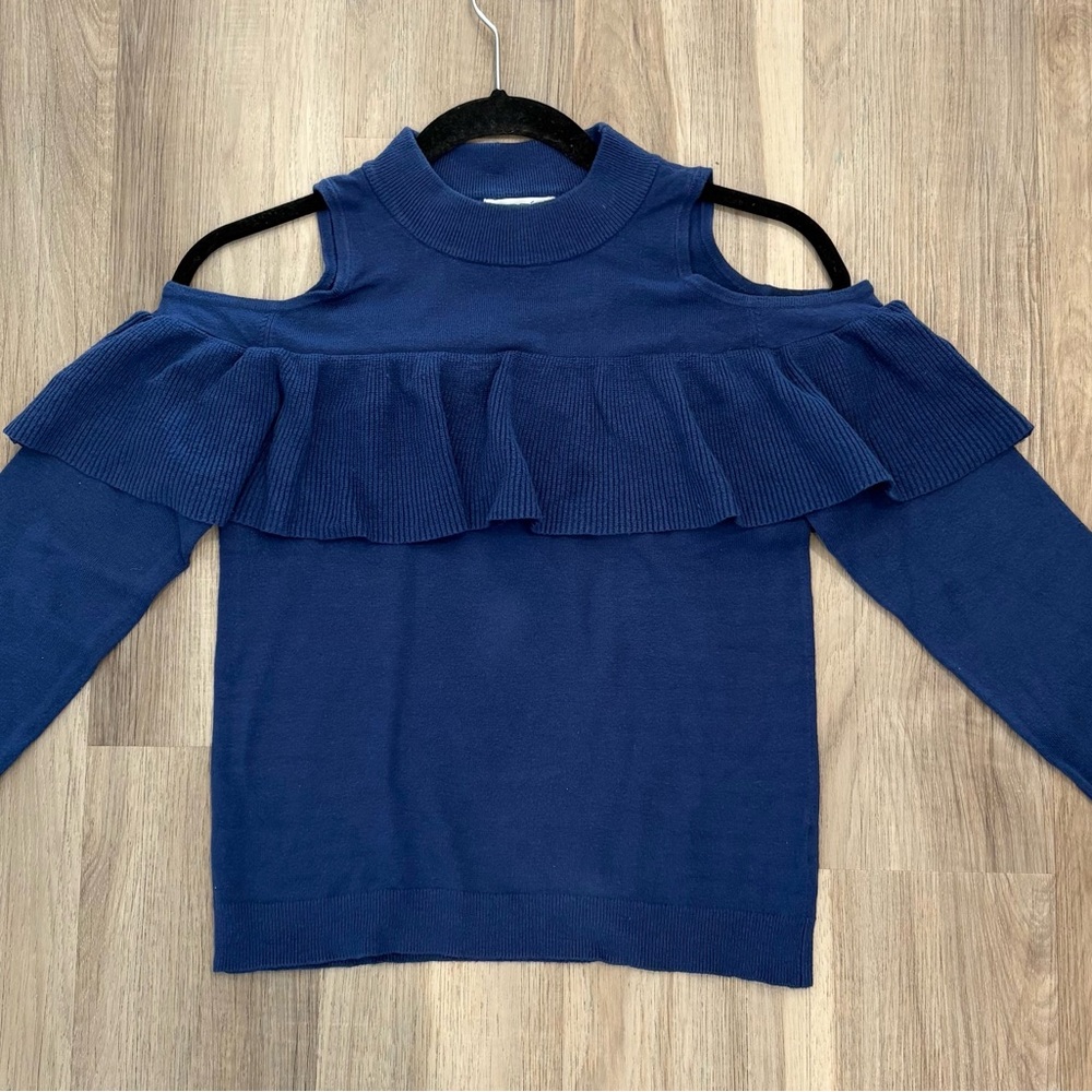 ❤️‍🔥3/$20 Sofia by Sofia Vergara Navy Off-Shoulder Sweater